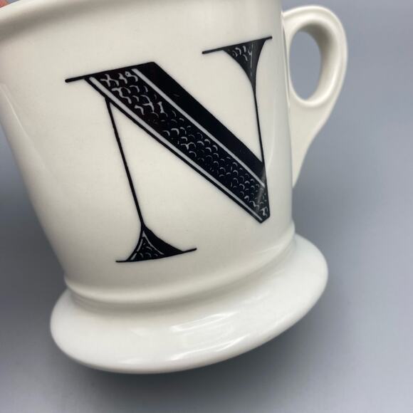 Anthropologie Monogram Letter N Name Initial 12 oz Coffee Mug Tea Shaving Cup - Picture 3 of 9